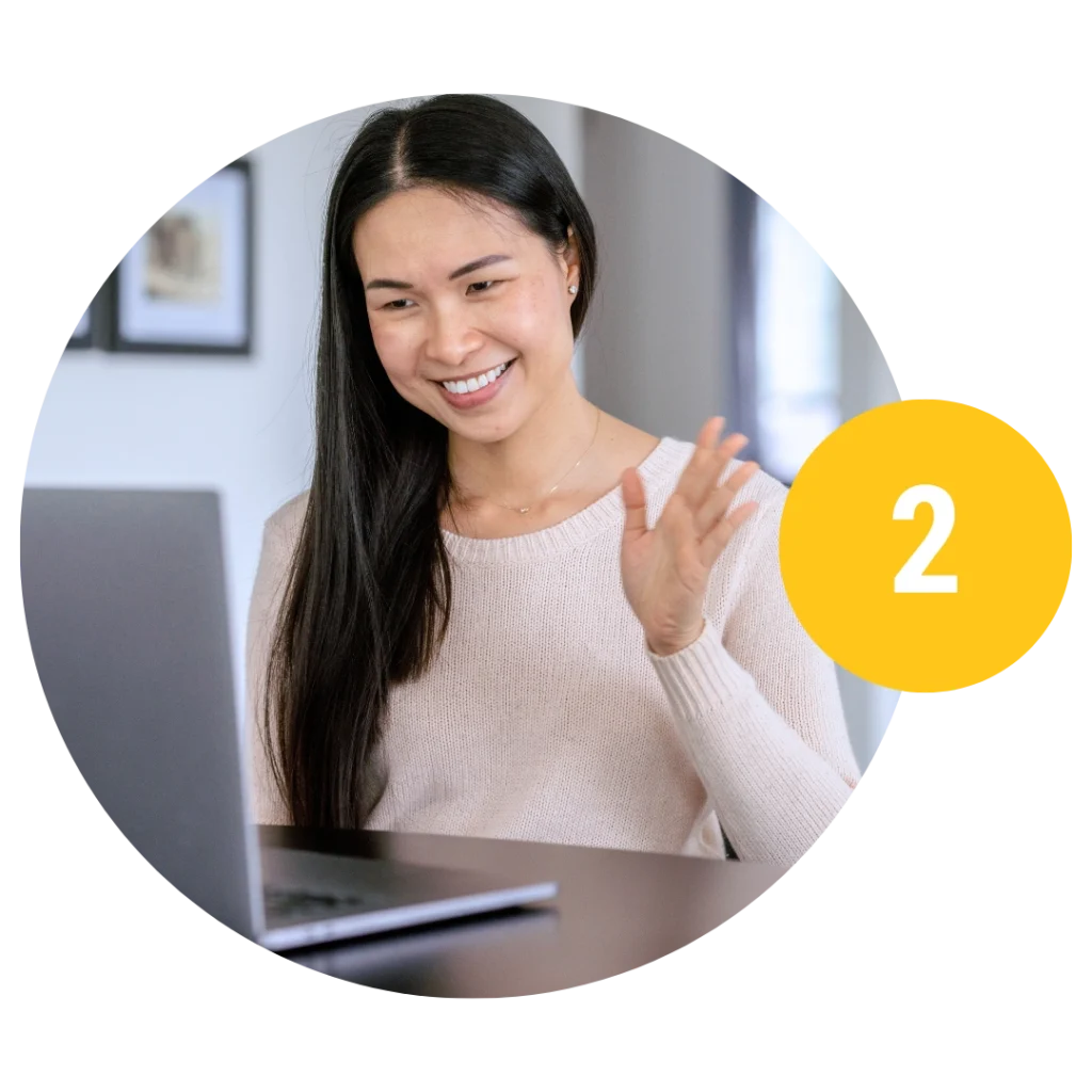 Applicant participating in a virtual interview via video call